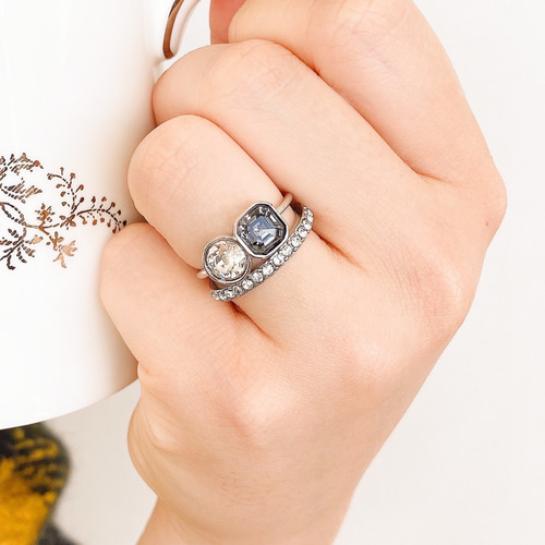 クリスタルガラスのリングセット(シルバー) エタニティリング ハーフ