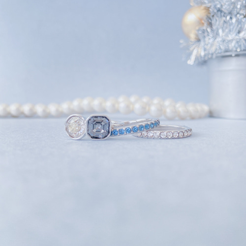 クリスタルガラスのリングセット(シルバー) エタニティリング ハーフ