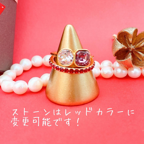 クリスタルガラスのリングセット(ゴールド) エタニティリング ハーフ