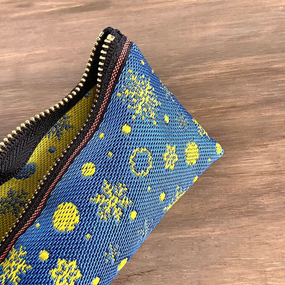 畳縁　筆盒　雪晶　藍色和黃色　日式 第3張的照片