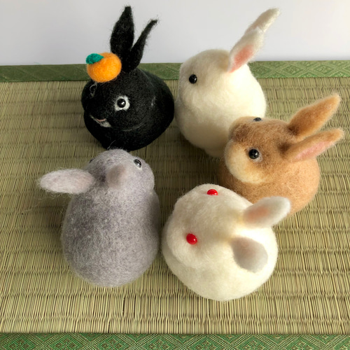 受注生産】うさぎさんマスコット 羊毛フェルト イネムリウサギ 通販