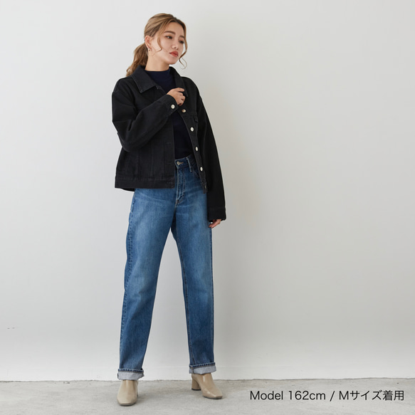 《25%OFF》ゆったり着れるショート丈デニムジャケット　XS,S,Mサイズ　ブラック　やわらか国産デニム 11枚目の画像
