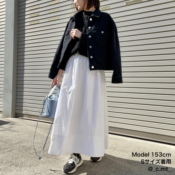 《25%OFF》ゆったり着れるショート丈デニムジャケット　XS,S,Mサイズ　ブラック　やわらか国産デニム 15枚目の画像