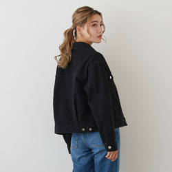 《25%OFF》ゆったり着れるショート丈デニムジャケット　XS,S,Mサイズ　ブラック　やわらか国産デニム 3枚目の画像