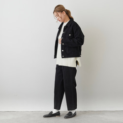《25%OFF》ゆったり着れるショート丈デニムジャケット　XS,S,Mサイズ　ブラック　やわらか国産デニム 13枚目の画像