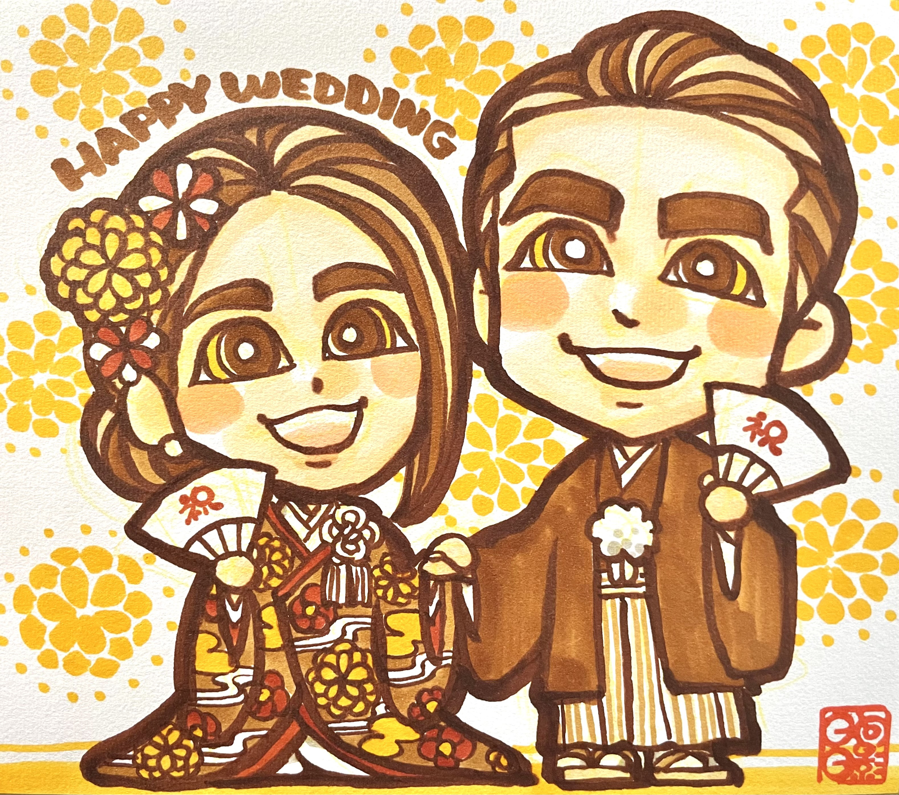 【色紙】ウエディング：打ち掛けバージョン 4,000円