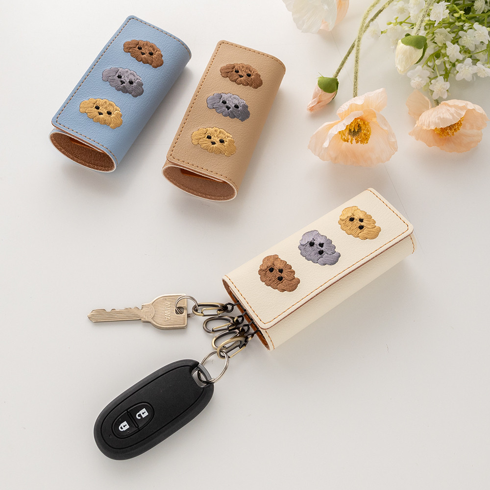 トールペイント♥トイプードルキーケース♥シルバートイプー
