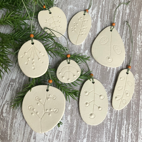陶器のクリスマスオーナメント(8枚セット) モビール craft-eico
