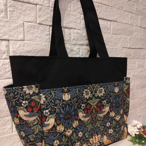 送料込】いちご泥棒(ウィリアム・モリス)青系A4サイズサイド