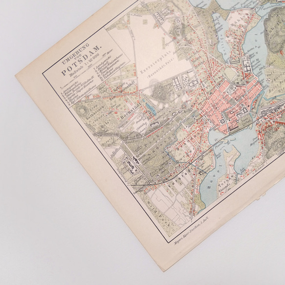 ドイツポツダム周辺① アンティークマップ 古地図 ヴィンテージペーパー 図版 マイヤー百科事典 1957-14 2枚目の画像