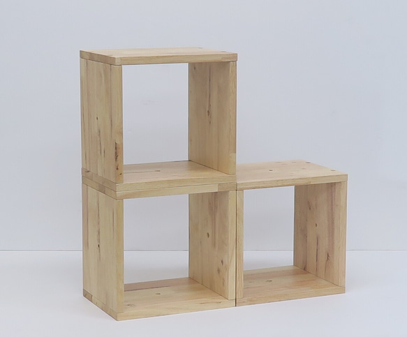 キューブボックス　木製箱｜ラック　オイル仕上げ｜オープン3ｘ3/木箱　無垢 5枚目の画像