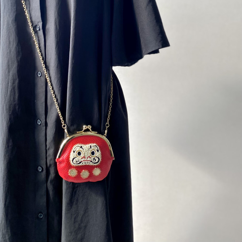 本革刺繍】だるまさん♡ショルダーがま口財布 ショルダーバッグ KODA 