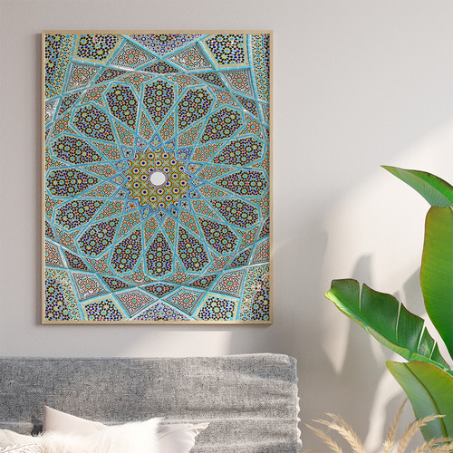 モロッカンタイル アラベスク装飾アート ターコイズブルー 幾何学模様