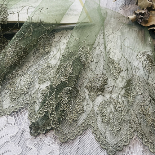 オリーブグリーン スカラップレース 22cm×1m L2205005 レース curve