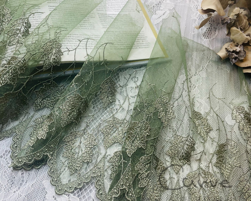 ☆スカラップレースについて☆ オリーブグリーン スカラップレース 22cm×1m L2205005 レース curve