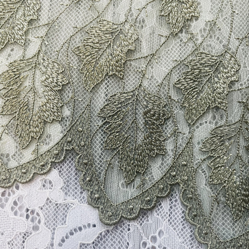 オリーブグリーン スカラップレース 22cm×1m L2205005 レース curve