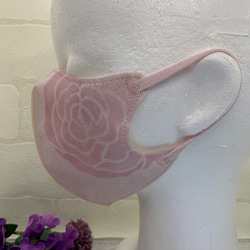 バラ柄のステンシル手描き不織布マスク5枚セット　 11枚目の画像