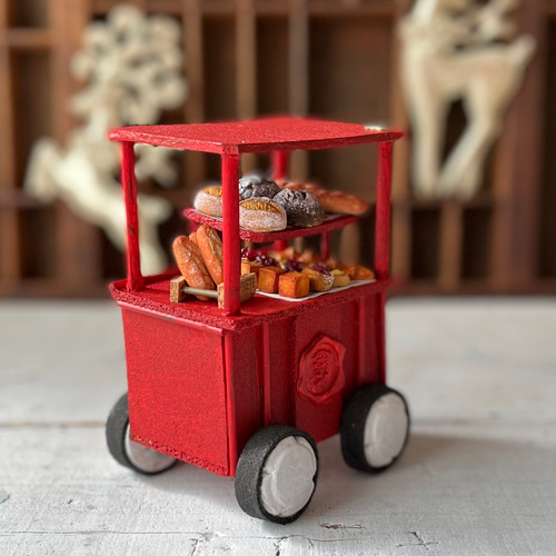 ミニチュアフード☆ミニチュアパン☆ワイン箱セット クリスマスにオススメ ミニチュアパンのフードカート【ベーカリー