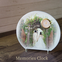 メモリーズクロック 丸型 | 思い出写真時計| 結婚式記念品贈呈 両親プレゼント 子育て感謝状 1枚目の画像