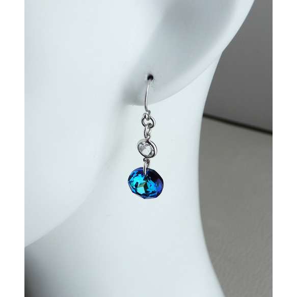 稀有百慕達藍 | 經典切割高品質水晶耳環（耳環）| 藍海空間 第4張的照片