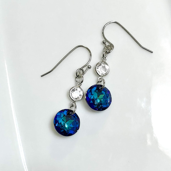 稀有百慕達藍 | 經典切割高品質水晶耳環（耳環）| 藍海空間 第2張的照片
