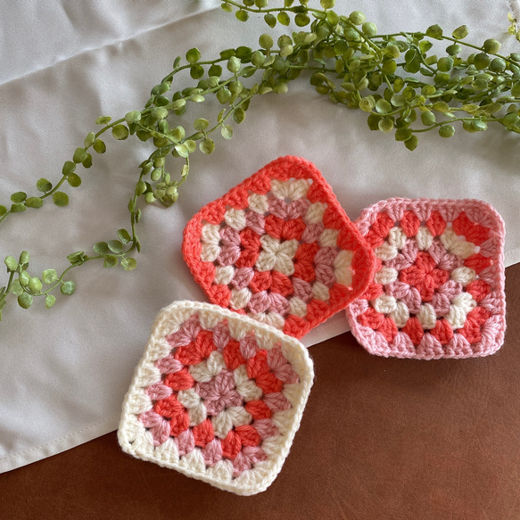 コースター アクリルたわし グラニースクエア コースター ChatNoir