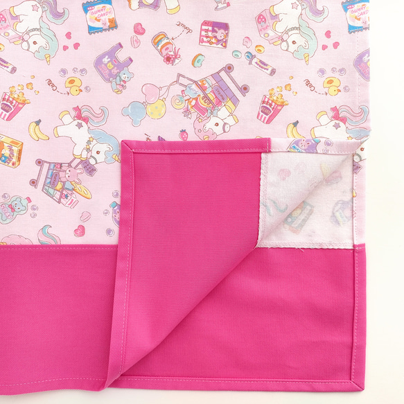 給食セット♡ショッピングユニコーンの給食袋＆ランチョンマット (40☓60)／ピンク 4枚目の画像