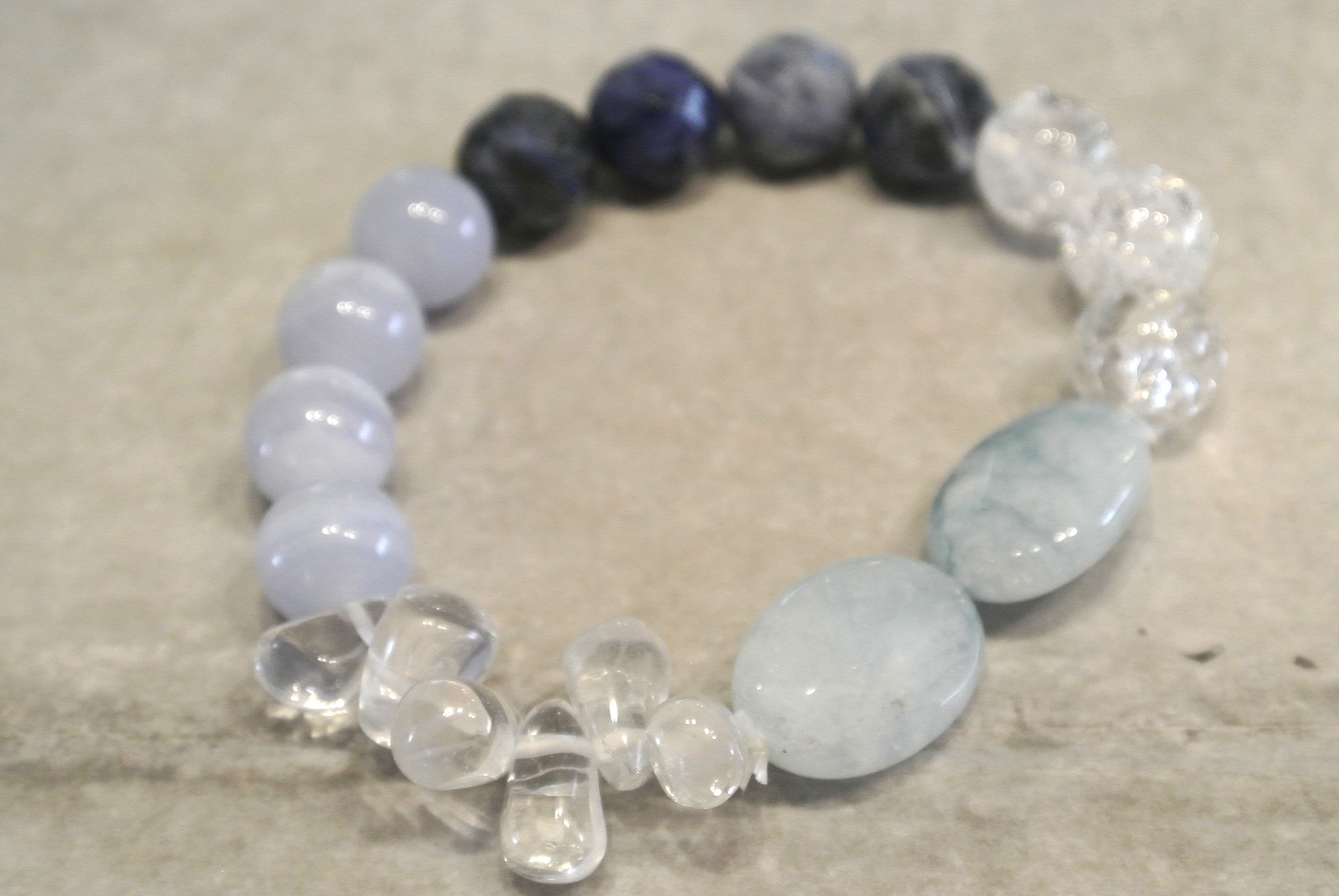 アクアマリン＆ブルーレースアゲート／天然石ブレスレット