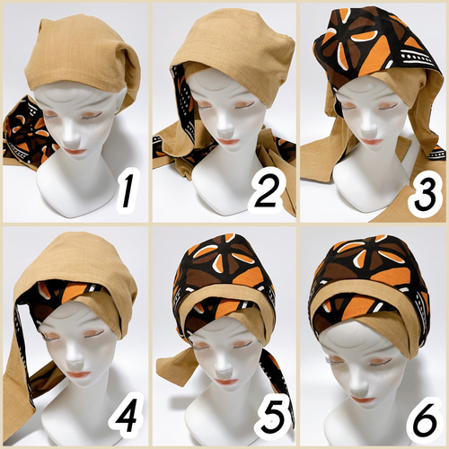 ヘッドラップ ターバンヘアバンド アフリカ布 ヘアバンド・ターバン