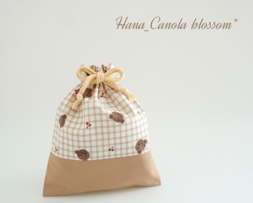 くま～ チェリー×チェック～ 』＊ 給食袋 巾着袋 ＊ 入園グッズ 入学