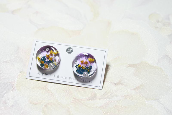 【耳環/耳夾】 氣質耳環 - 花卉系列 2 - 紫款 - 大款 第3張的照片