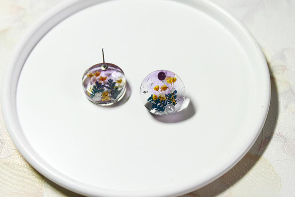 【耳環/耳夾】 氣質耳環 - 花卉系列 2 - 紫款 - 大款 第2張的照片