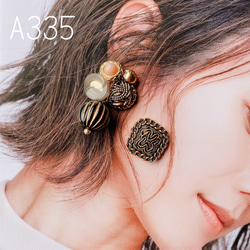 A335…アシンメトリー ビンテージゴールド イヤリング ピアス  