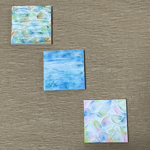 海。原画　手描き1点物aquamarine 。sea 癒し。油絵 原画/1点物】手のひらアート: 海の残像 #1 絵画 C: Colors 通販