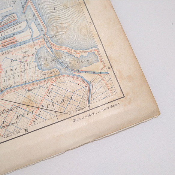 オランダ アムステルダム アンティークマップ 古地図 ヴィンテージペーパー 図版 マイヤー百科事典 1957-10 4枚目の画像