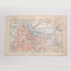 オランダ アムステルダム アンティークマップ 古地図 ヴィンテージペーパー 図版 マイヤー百科事典 1957-10 1枚目の画像