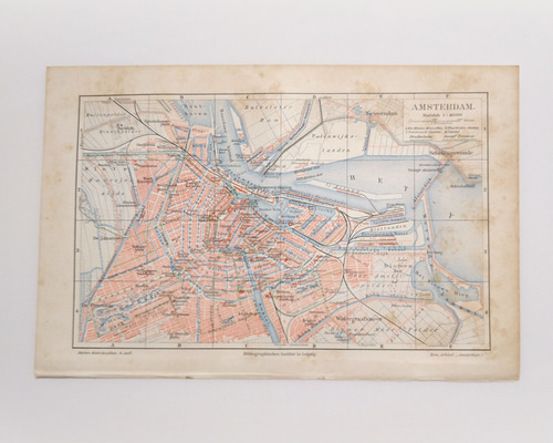 額装品　西洋古地図　1800年頃　アムステルダム都市図 オランダ アムステルダム アンティークマップ 古地図 ヴィンテージ