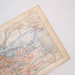 オランダ アムステルダム アンティークマップ 古地図 ヴィンテージペーパー 図版 マイヤー百科事典 1957-10 3枚目の画像