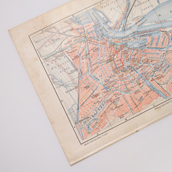 オランダ アムステルダム アンティークマップ 古地図 ヴィンテージペーパー 図版 マイヤー百科事典 1957-10 2枚目の画像