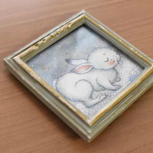 白うさぎと雪」 ミニ額 原画 イラスト カランコエ雑貨店 通販｜Creema 
