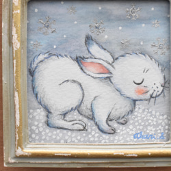「白うさぎと雪」　ミニ額 原画 3枚目の画像