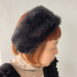 eco fur turban gray   / エコファー ターバン ヘアバンド　グレー 5枚目の画像