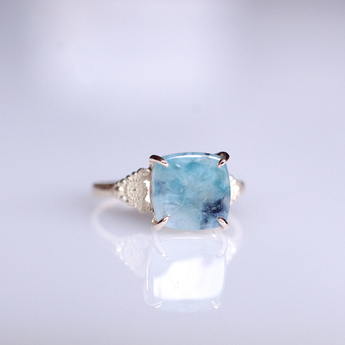 K10ボルダーオパールリング 四角