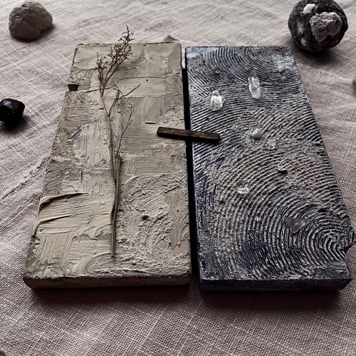 87/木と石と色のアートパネル 天然石|鉱物|木製|オブジェ|ディスプレイ