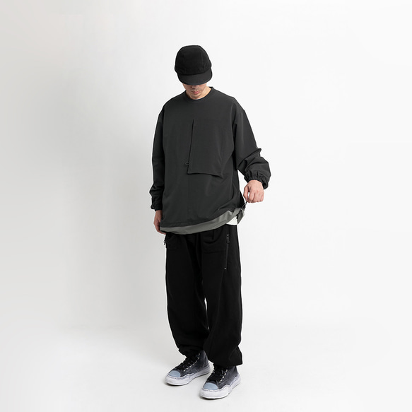 TMCAZ Double Layer Hem Sweat Crewneck 黑曜石 層疊下擺運動罩衫 第8張的照片