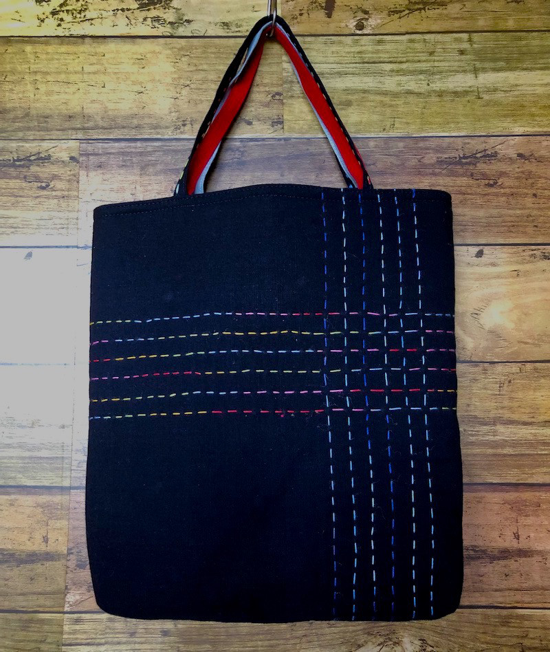 古布家紋刺し子トートバッグ