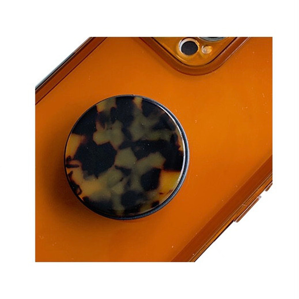 琥珀色ポップソケット ダブルチェーン付き ブラウンバロックパール オリジナルスマホケース オーダーメイド 真珠 レトロ 13枚目の画像
