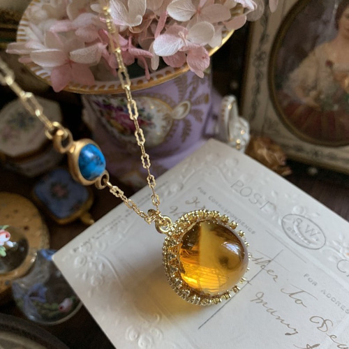 アンバーハニー 琥珀色 人工 ウエスタンアンティーク レトロ ラージ