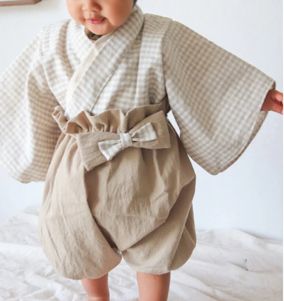 ♡baby HAKAMA♡ ベビー袴 ギンガムチェック 袴 1枚目の画像