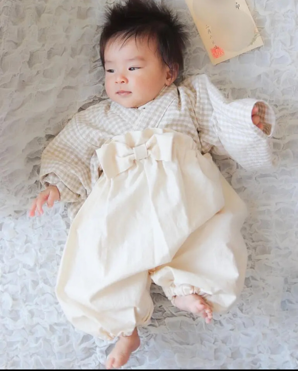 ♡baby HAKAMA♡ ベビー袴 ギンガムチェック 袴 2枚目の画像